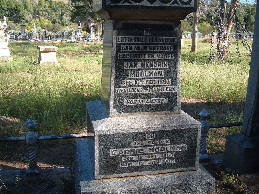 MOOLMAN Jan Hendrik 1863-1924 &amp; Carrie 1868-1938