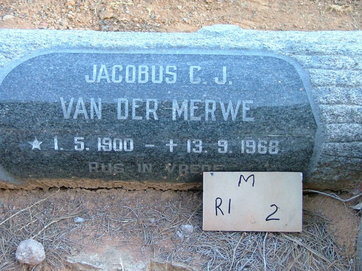 MERWE Jacobus C.J., van der 1900-1968