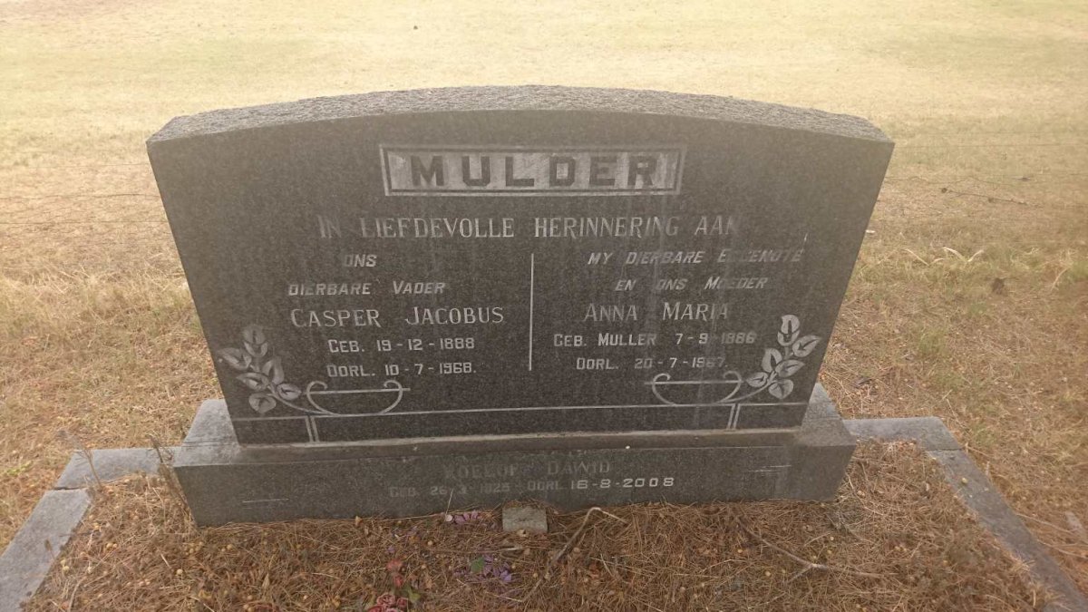 MULDER Casper Jacobus 1888-1968 &amp; Anna Maria MULLER 1886-1967 :: MULDER Roelof Dawid 1925-2008