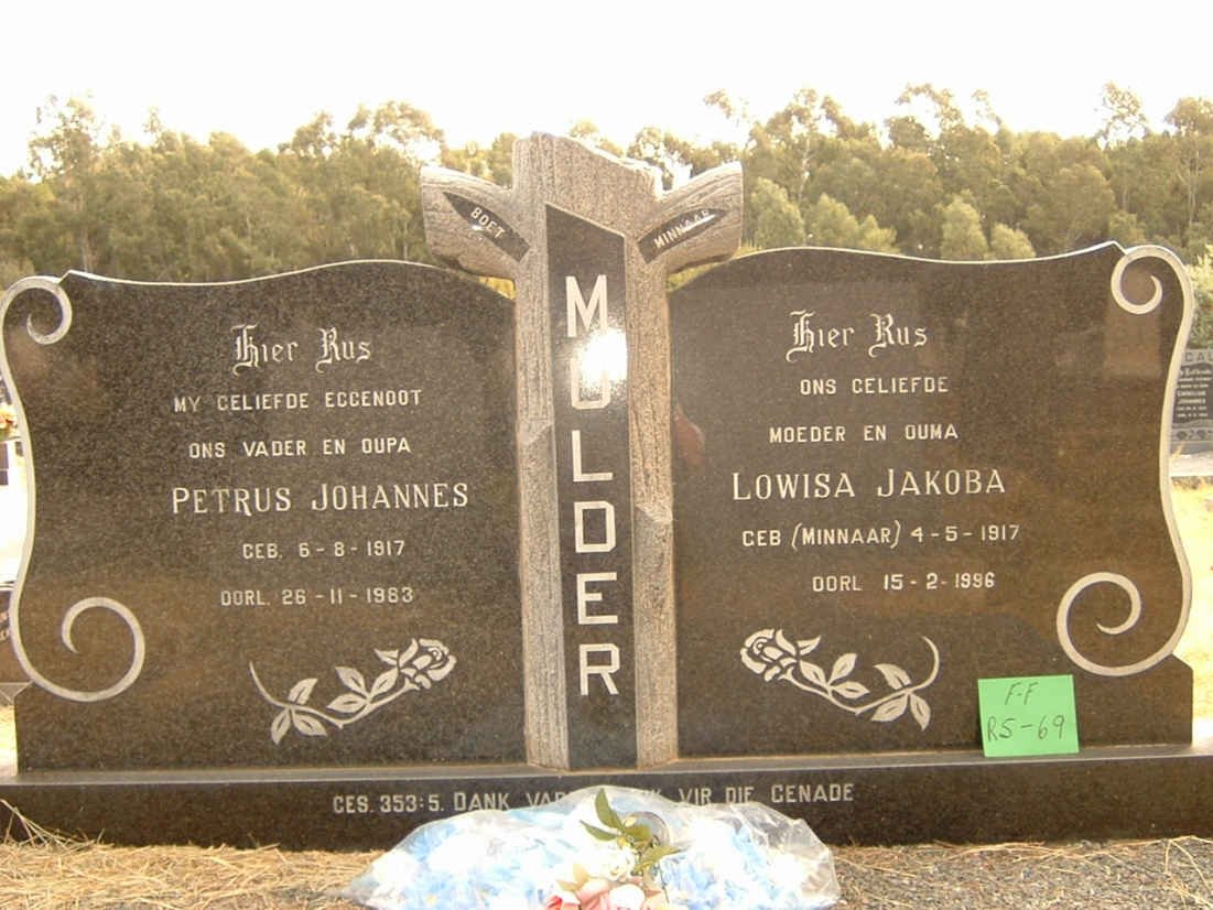 MULDER Petrus Johannes 1917-1983 &amp; Lowisa Jakoba MINNAAR 1917-1996