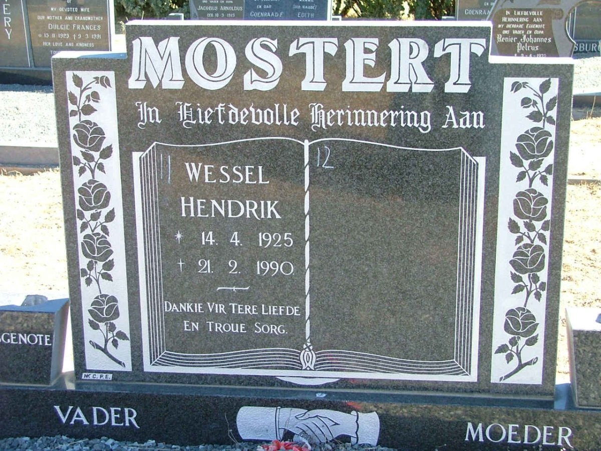 MOSTERT Wessel Hendrik 1925-1990