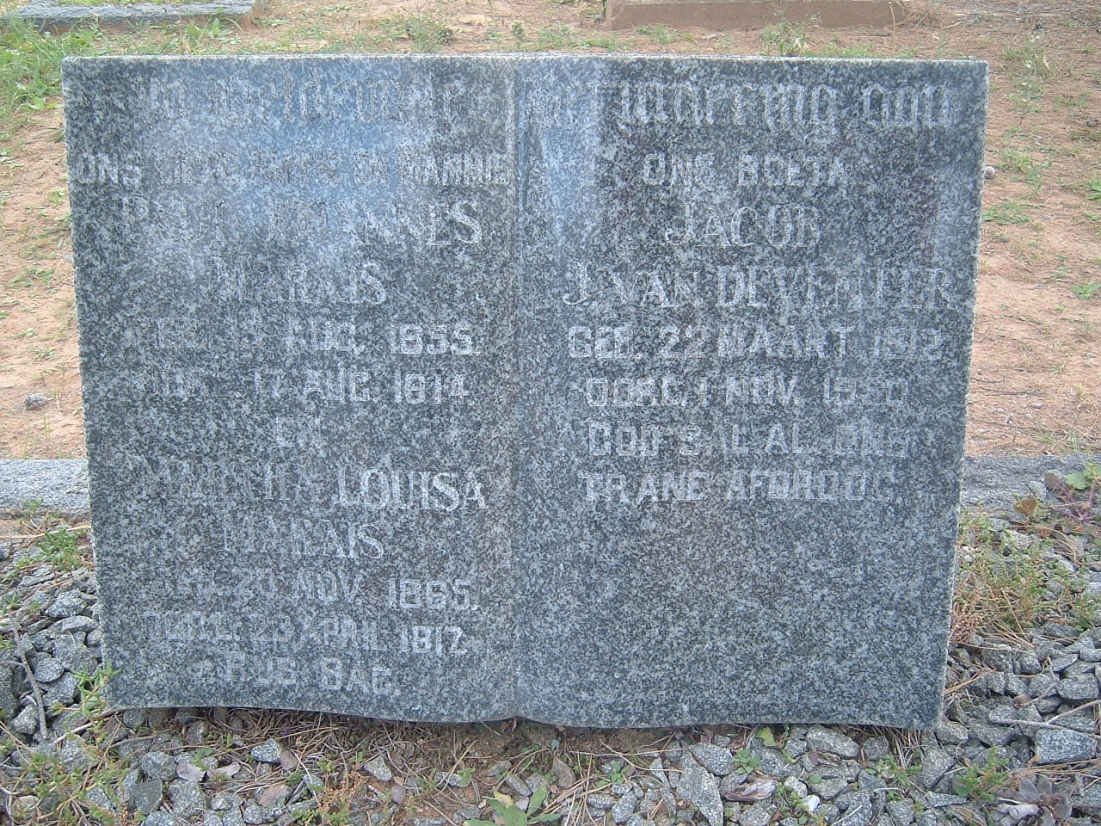 MARAIS Paul Johannes 1855-1914 &amp; Martha Louisa 1865-1917 :: DEVENTER Jacob J., van 1912-19??