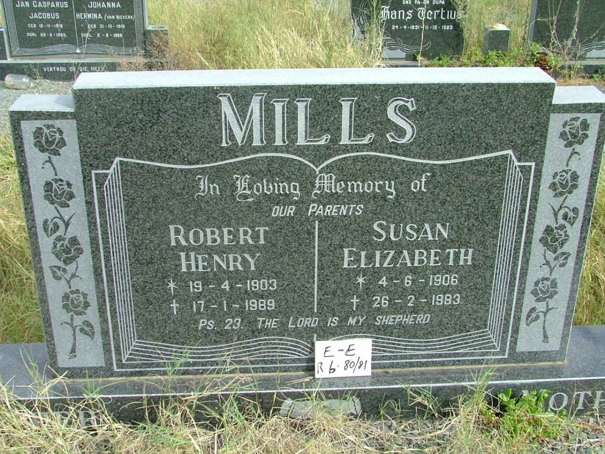 MILLS Robert Henry 1903-1989 &amp; Susan Elizabeth 1906-1983