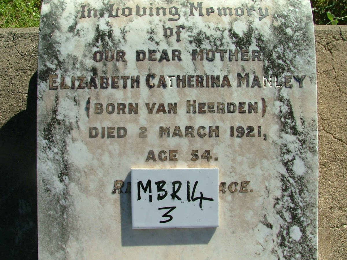 MANLEY Elizabeth Catherina nee VAN HEERDEN -1921