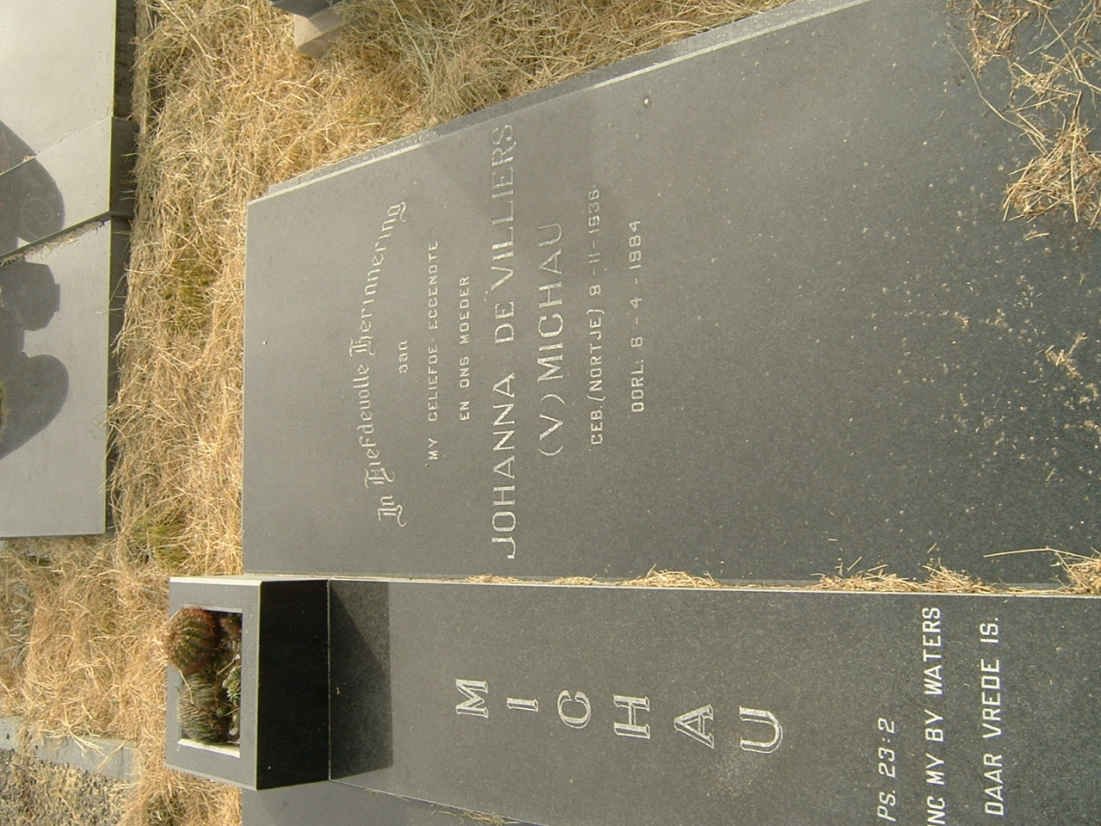 MICHAU Leon 1929-1999 &amp; DE VILLIERS Johanna voorheen MICHAU nee NORTJE 1936-1984