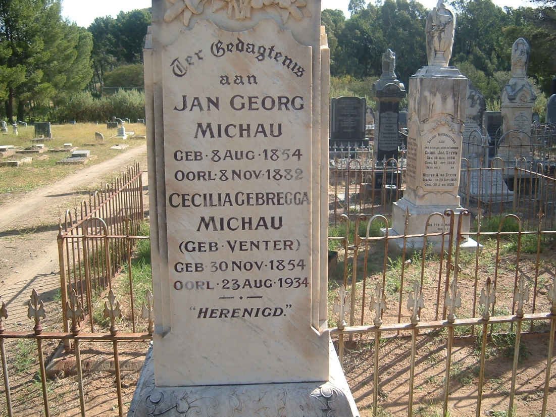 MICHAU Jan Georg 1854-1882 &amp; Cecilia Gebregga VENTER 1854-1934