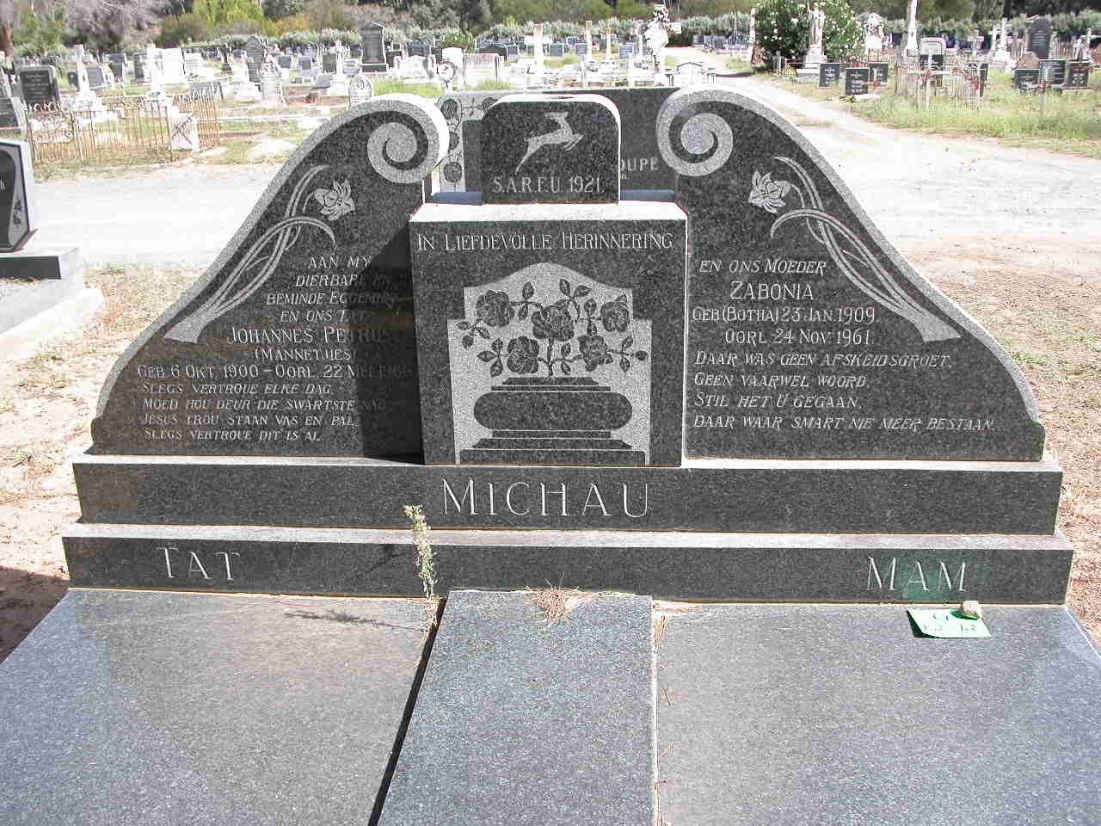 MICHAU Johannes Petrus 1900-1960 &amp; Zabonia BOTHA 1909-1961_1