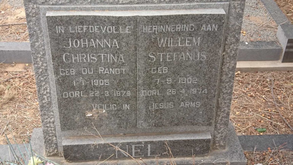 NEL Willem Stefanus 1902-1974 &amp; Johanna Christina DU RANDT 1905-1979