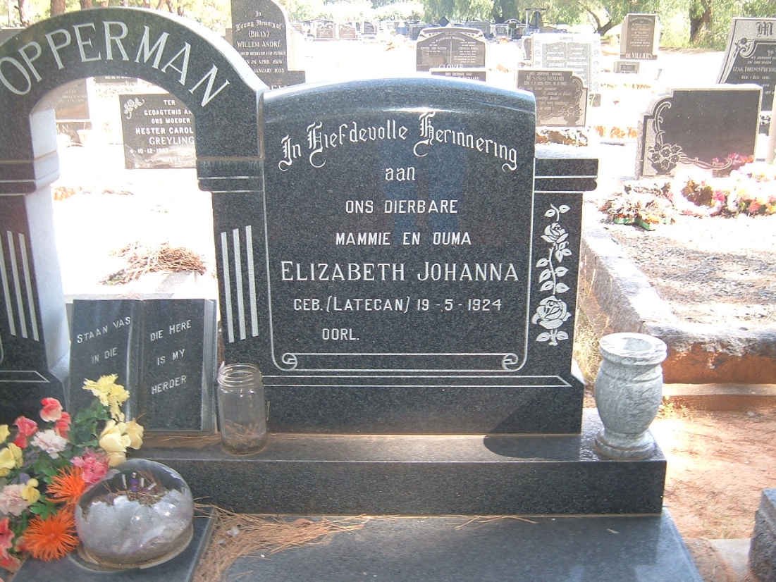 OPPERMAN Phillipus Cornelius 1920-1992 &amp; Elizabeth Johanna LATEGAN 1924-