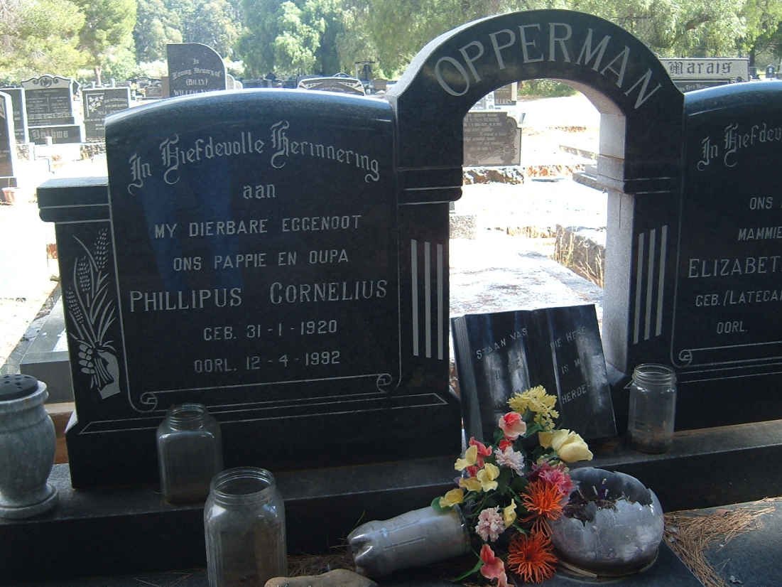 OPPERMAN Phillipus Cornelius 1920-1992 &amp; Elizabeth Johanna LATEGAN 1924-