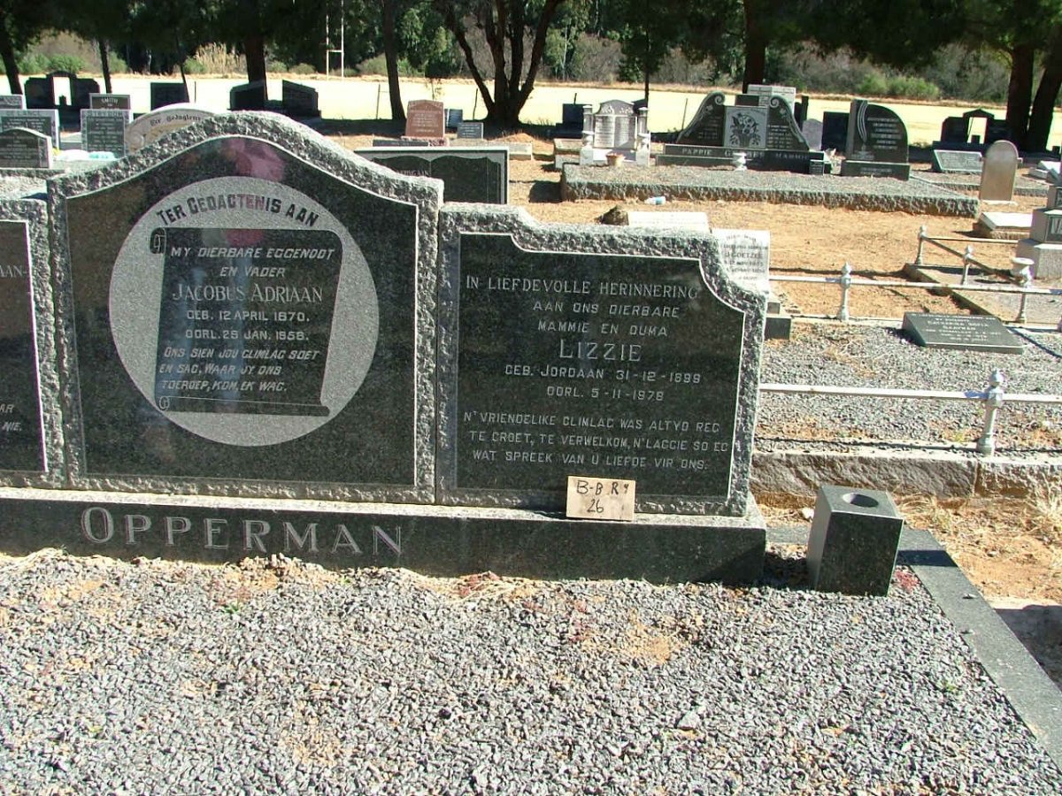 OPPERMAN Jacobus Adriaan 1870-1958 :: OPPERMAN Lizzie nee JORDAAN 1899-1978