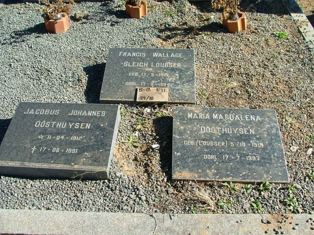 OOSTHUYSEN Jacobus Johannes 1912-1991 &amp; Maria Magdalena LOUBSER 1914-1997 :: LOUBSER Francis Wallace Sleigh 1921-1994