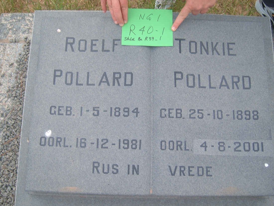 POLLARD Roelf 1894-1981 &amp; Tonkie 1898-2001