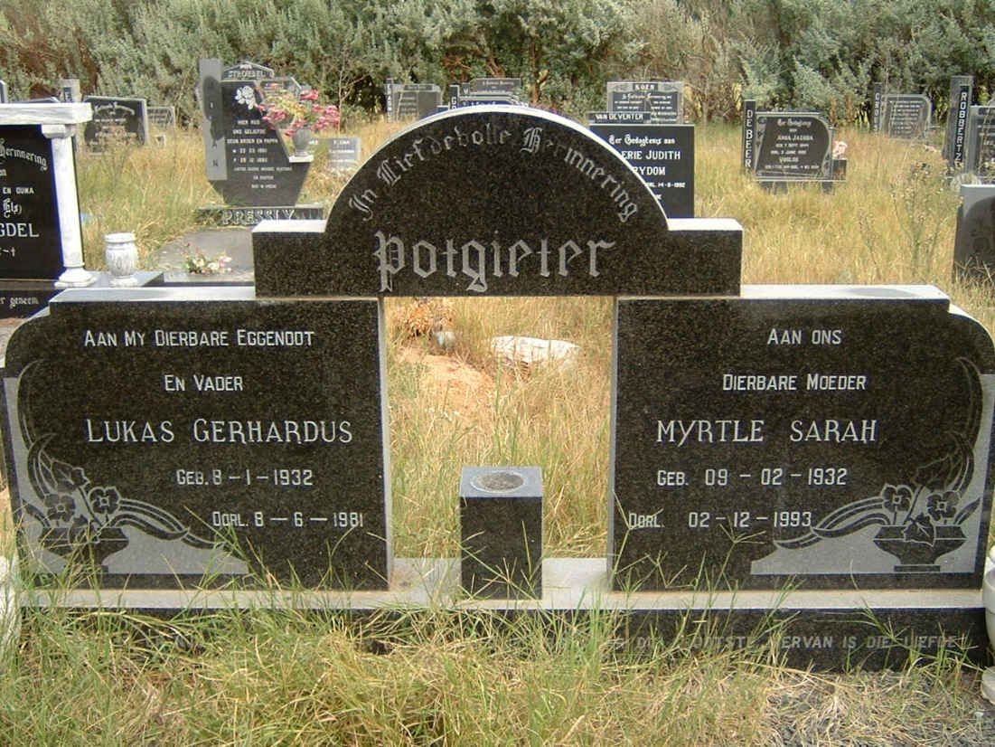 POTGIETER Lukas Gerhardus 1932-1981 &amp; Myrtle Sarah 1932-1993