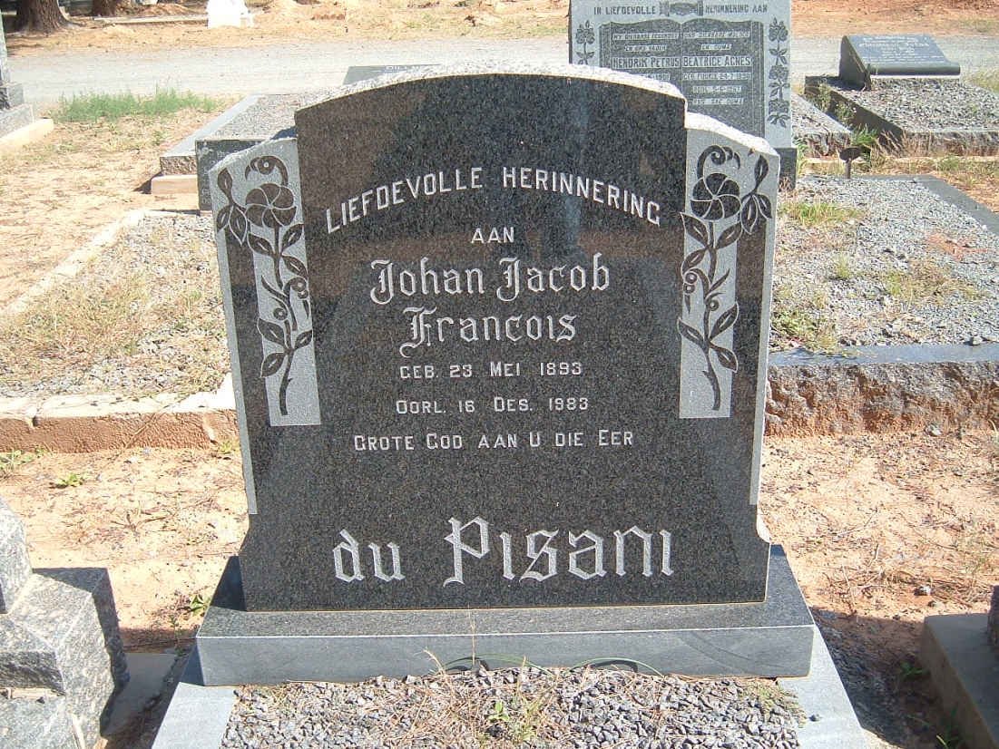 PISANI Johan Jacob Francois, du 1893-1983