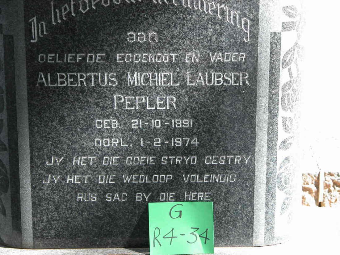 PEPLER Albertus Michiel Laubser 1891-1974