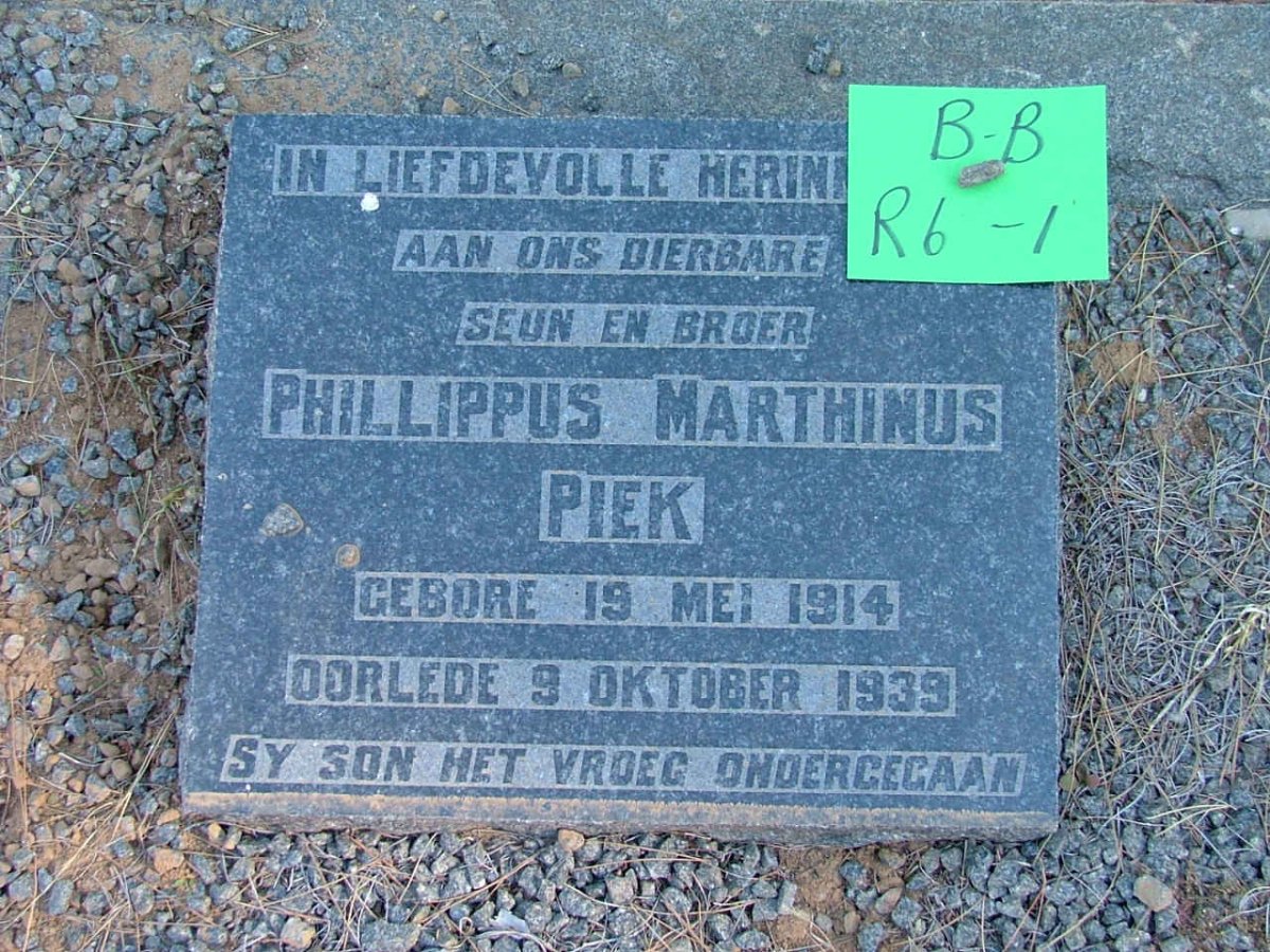 PIEK Phillippus Marthinus 1914-1939