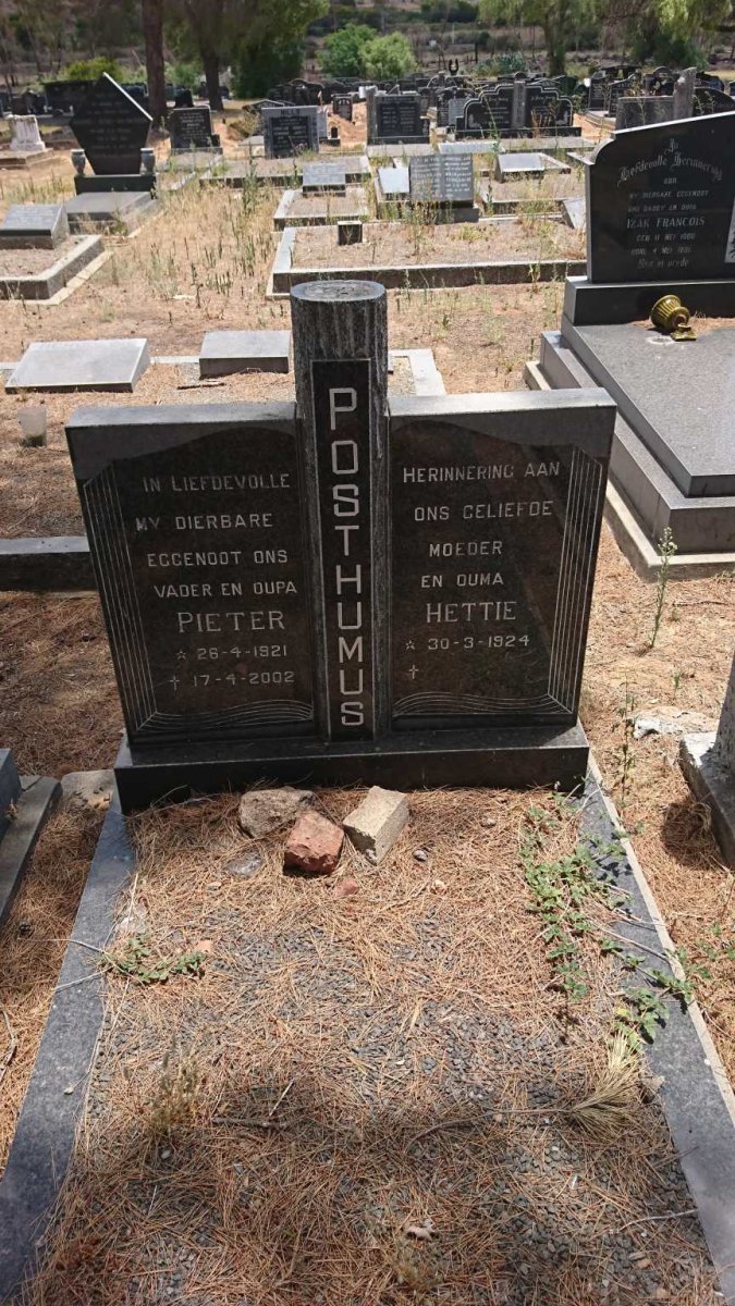 POSTHUMUS Pieter 1921-2002 &amp; Hettie 1924-