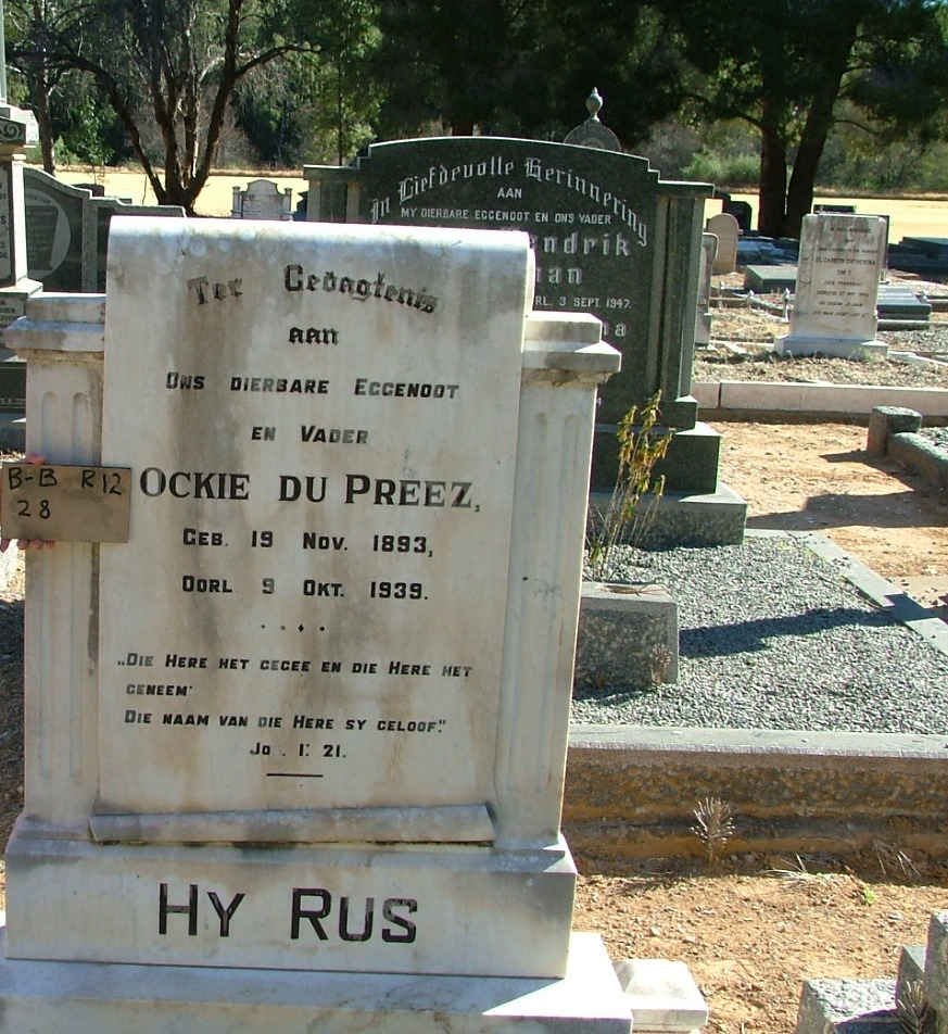 PREEZ Ockie, du 1893-1938