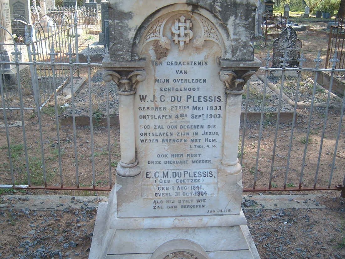 PLESSIS W.J.C.,du 1833-1903 &amp; E.C.M. COETZEE 1841-1904