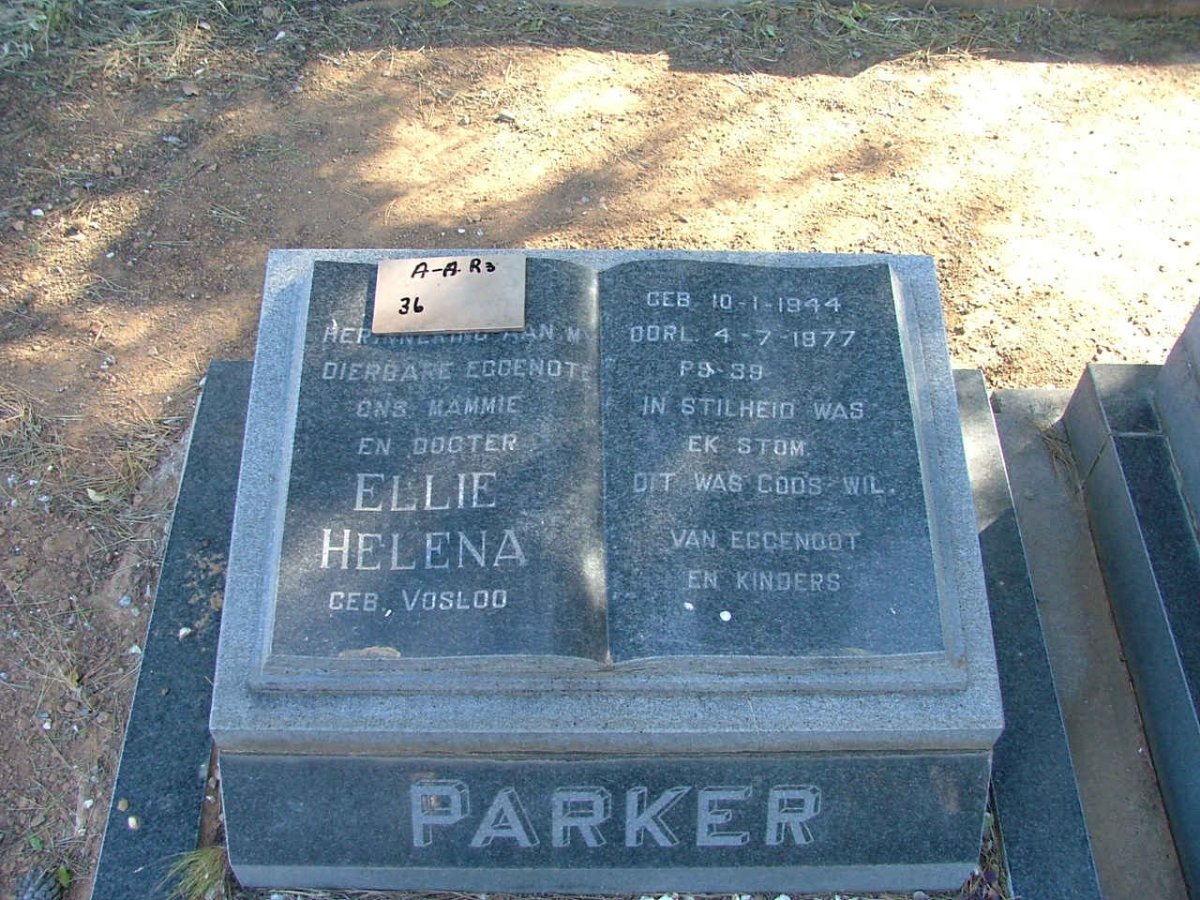 PARKER Ellie Helena nee VOSLOO 1944-1977