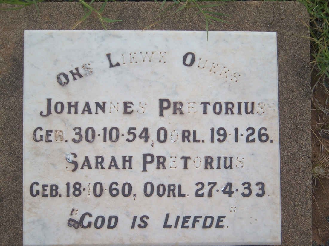 PRETORIUS Johannes 1854-1926 &amp; Sarah 1860-1933
