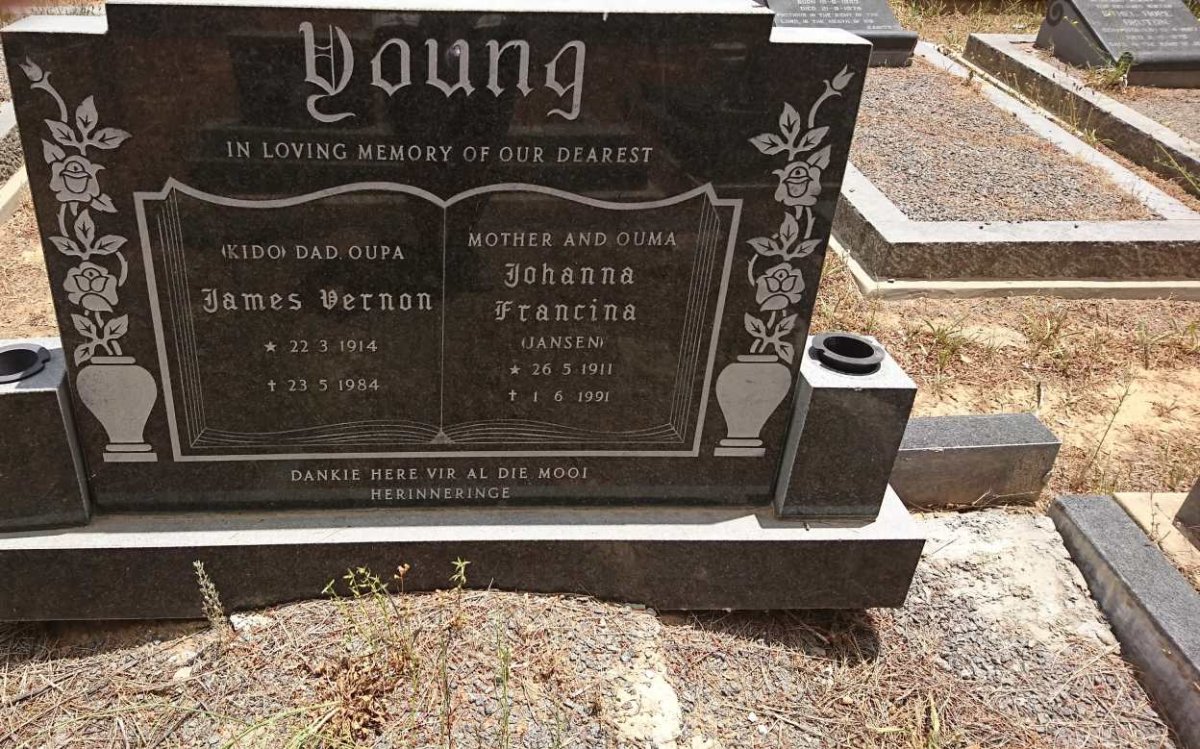 YOUNG James Vernon 1914-1984 &amp; Johanna Francina JANSEN 1911-1991