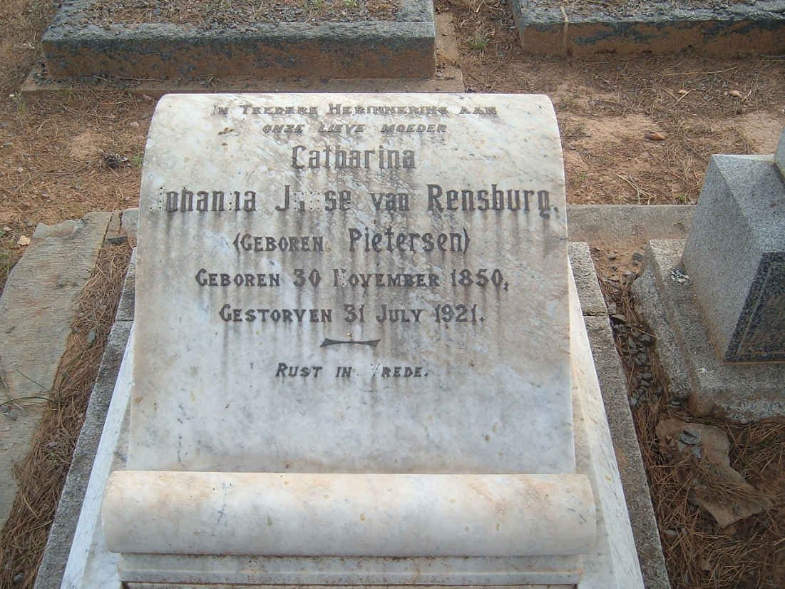 RENSBURG Catharina Johanna, Janse van nee PIETERSEN 1850-1921