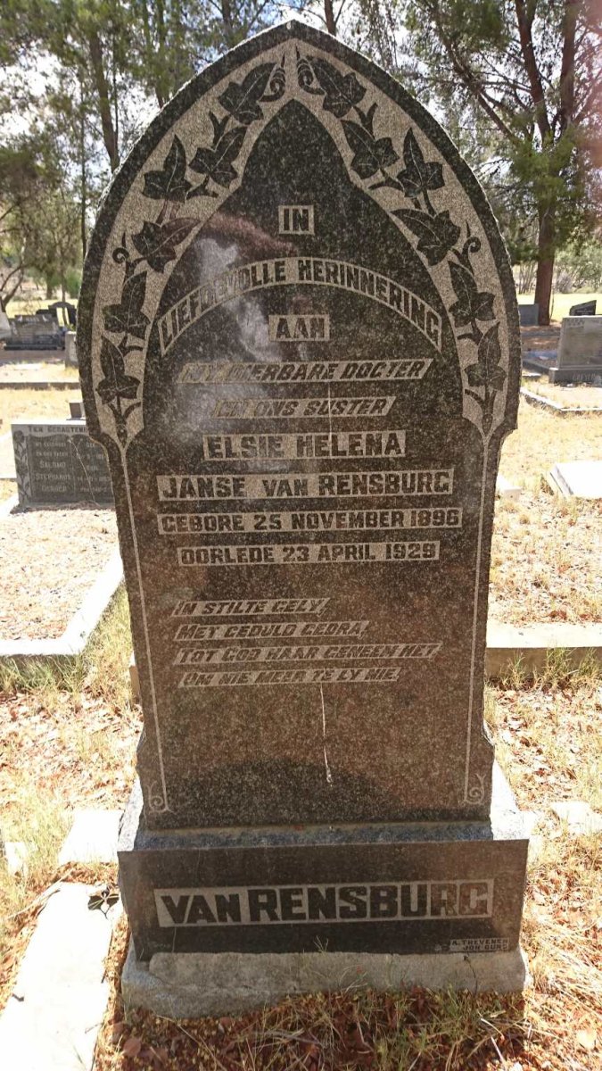 RENSBURG Elsie Helena, Janse van 1896-1929