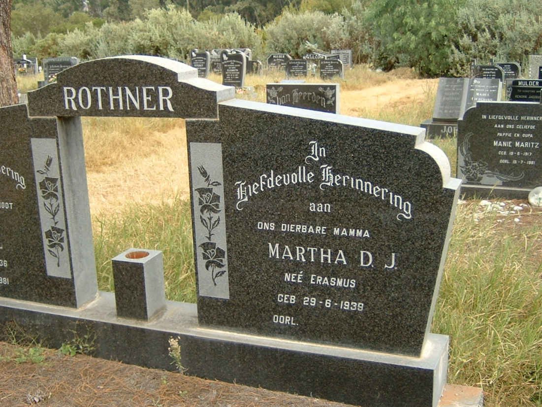 ROTHNER Daniel 1936-1981 &amp; Martha D.J. ERASMUS 1939-
