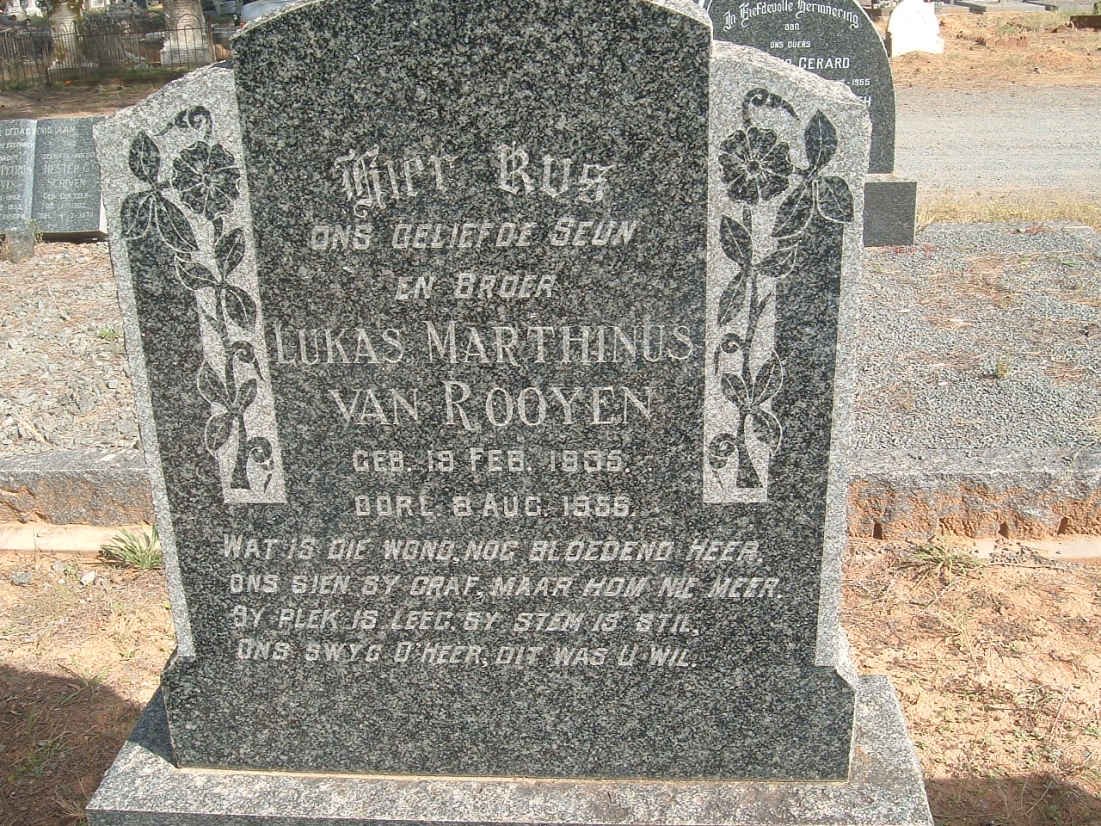 ROOYEN Lukas Marthinus, van 1935-1956