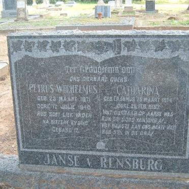 RENSBURG Petrus Welhelmus, Janse van 1871-1940 &amp; Catharina ERASMUS 1874-1953