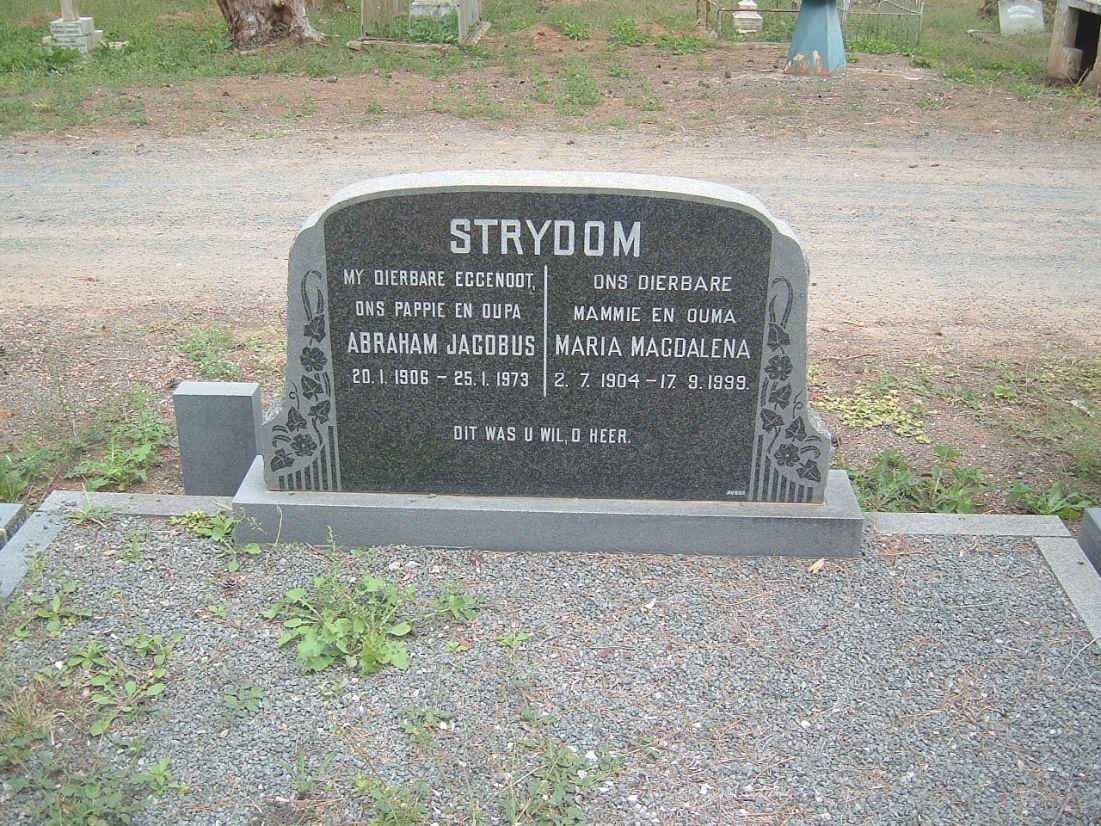 STRYDOM Abraham Jacobus 1906-1973 &amp; Maria Magdalena 1904-1999