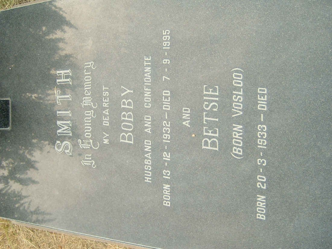 SMITH Bobby 1932-1995 &amp; Betsie VOSLOO 1933-