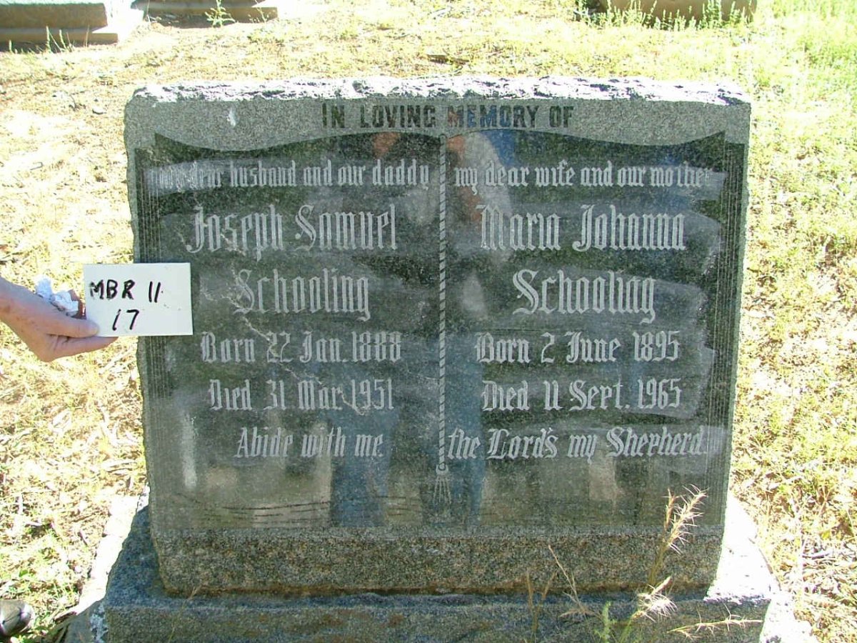 SCHOOLING Joseph Samuel 1888-1951 &amp; Maria Johanna 1895-1965