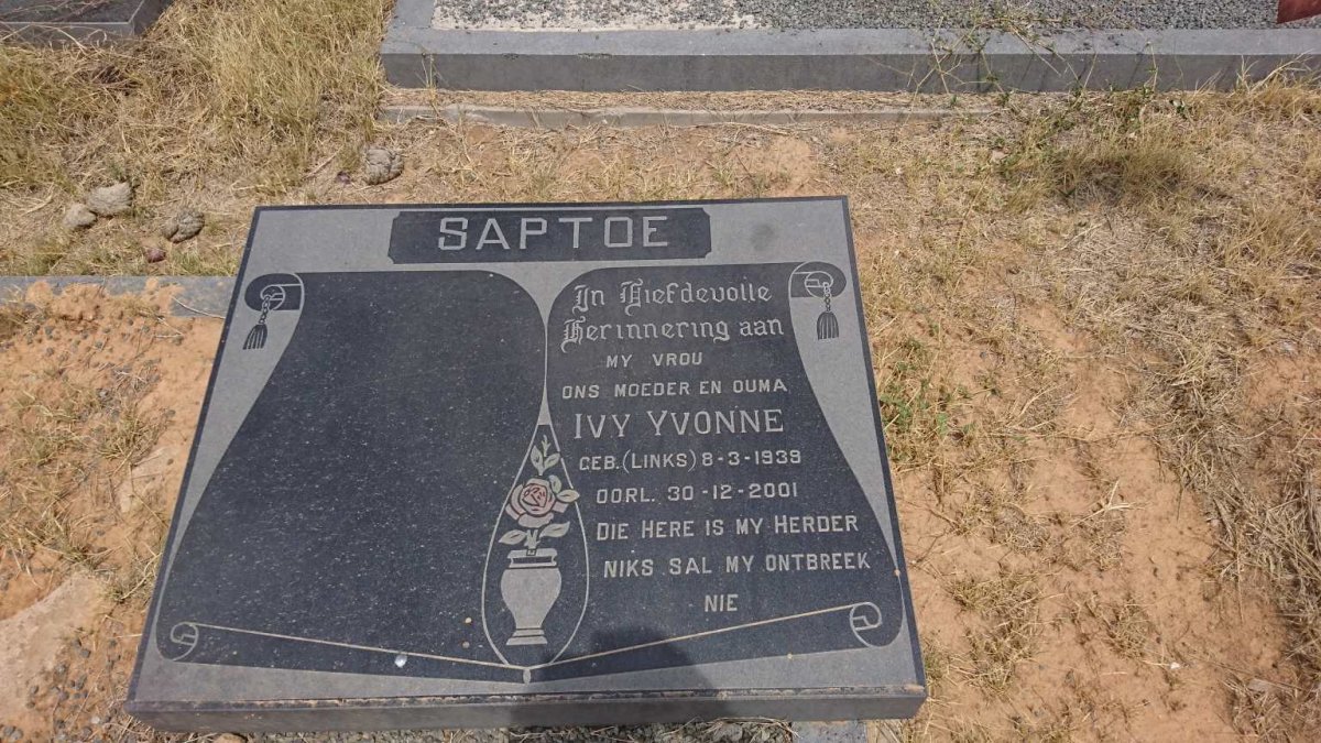 SAPTOE Ivy Yvonne nee LINKS 1939-2001