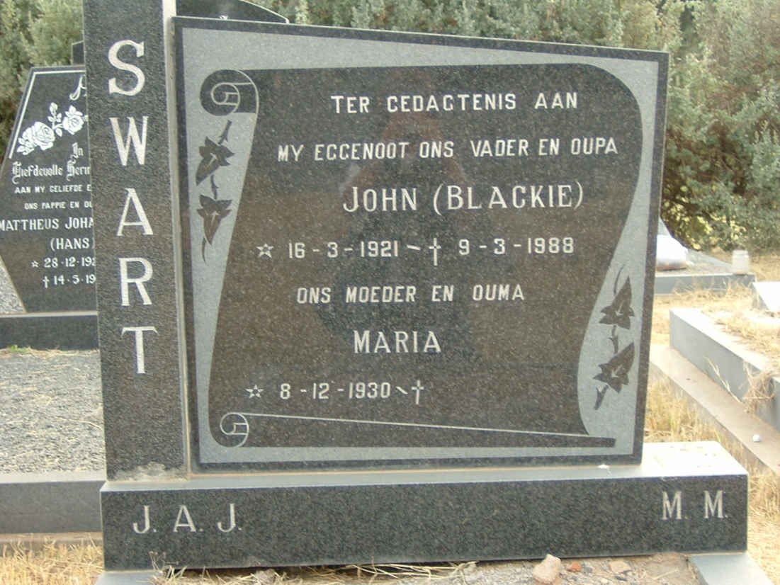 SWART John 1921-1988 &amp; Maria 1930-