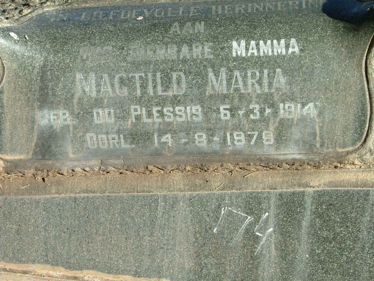 SMIT Magtild Maria nee DU PLESSIS 1914-1978