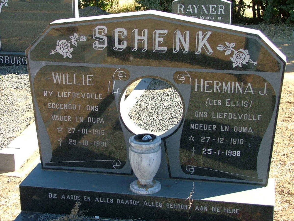 SCHENK Willie 1916-1991 &amp; Hermina J. ELLIS 1910-1996