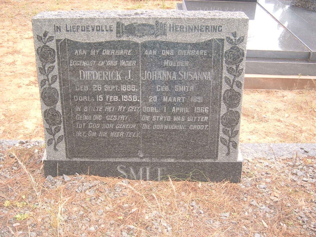 SMIT Diederick J. 18??-1958 &amp; Johanna Susanna SMITH 1891-1966
