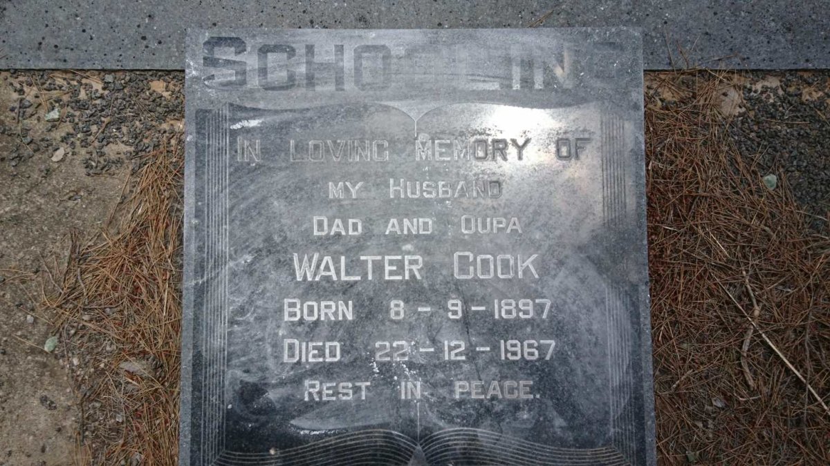 SCHOOLING Walter Cook 1897-1967 &amp; Prudence Maria  MANN 1911-1978 :: SCHOOLING Walter Cook 1937-1973 :: Eileen -2009