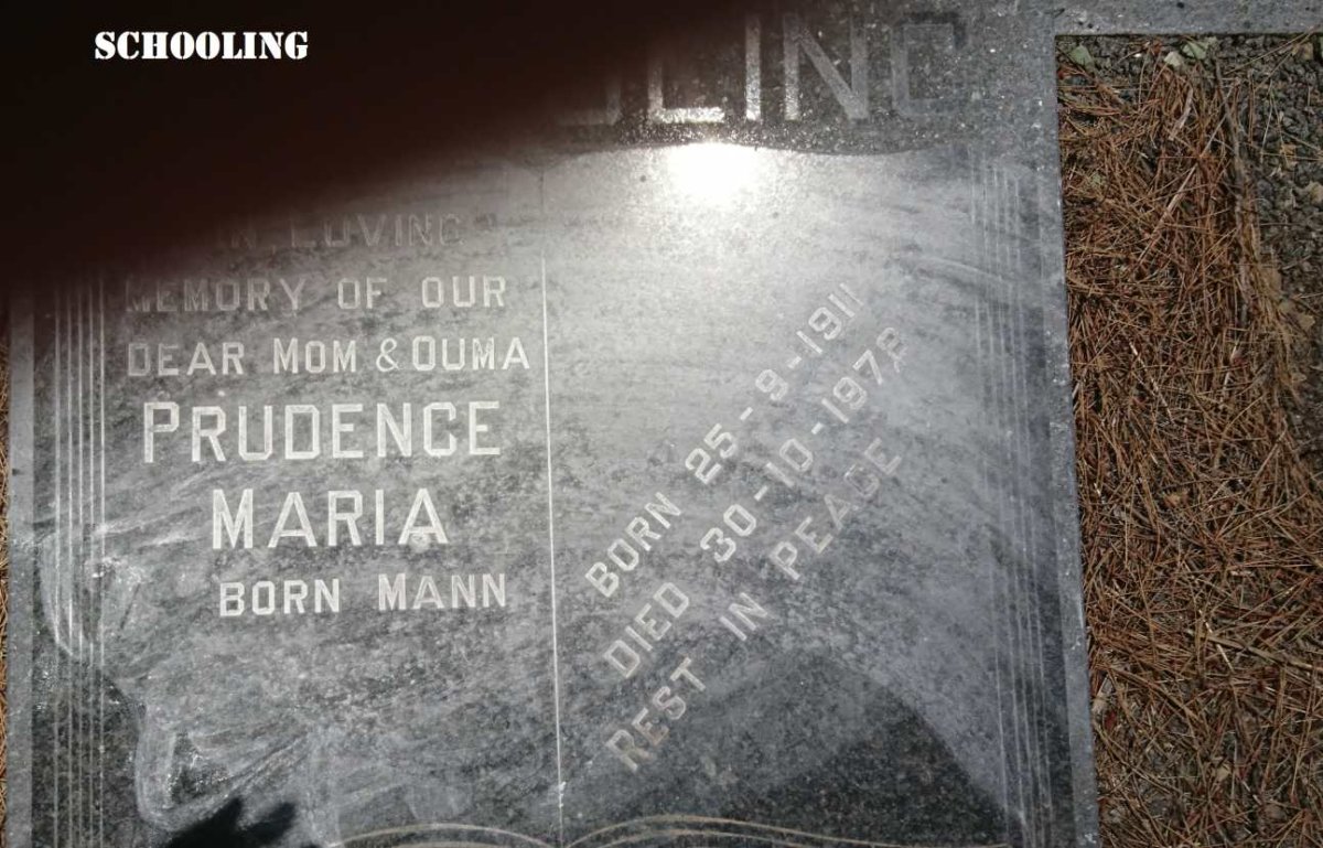 SCHOOLING Walter Cook 1897-1967 &amp; Prudence Maria  MANN 1911-1978 :: SCHOOLING Walter Cook 1937-1973 :: Eileen -2009