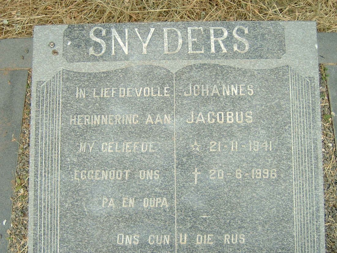SNYDERS Johannes Jacobus 1941-1996