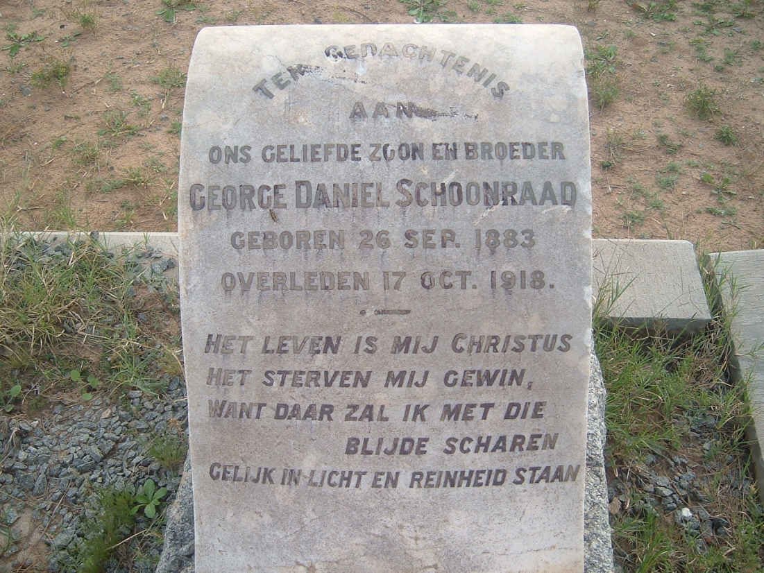 SCHOONRAAD George Daniel 1883-1918