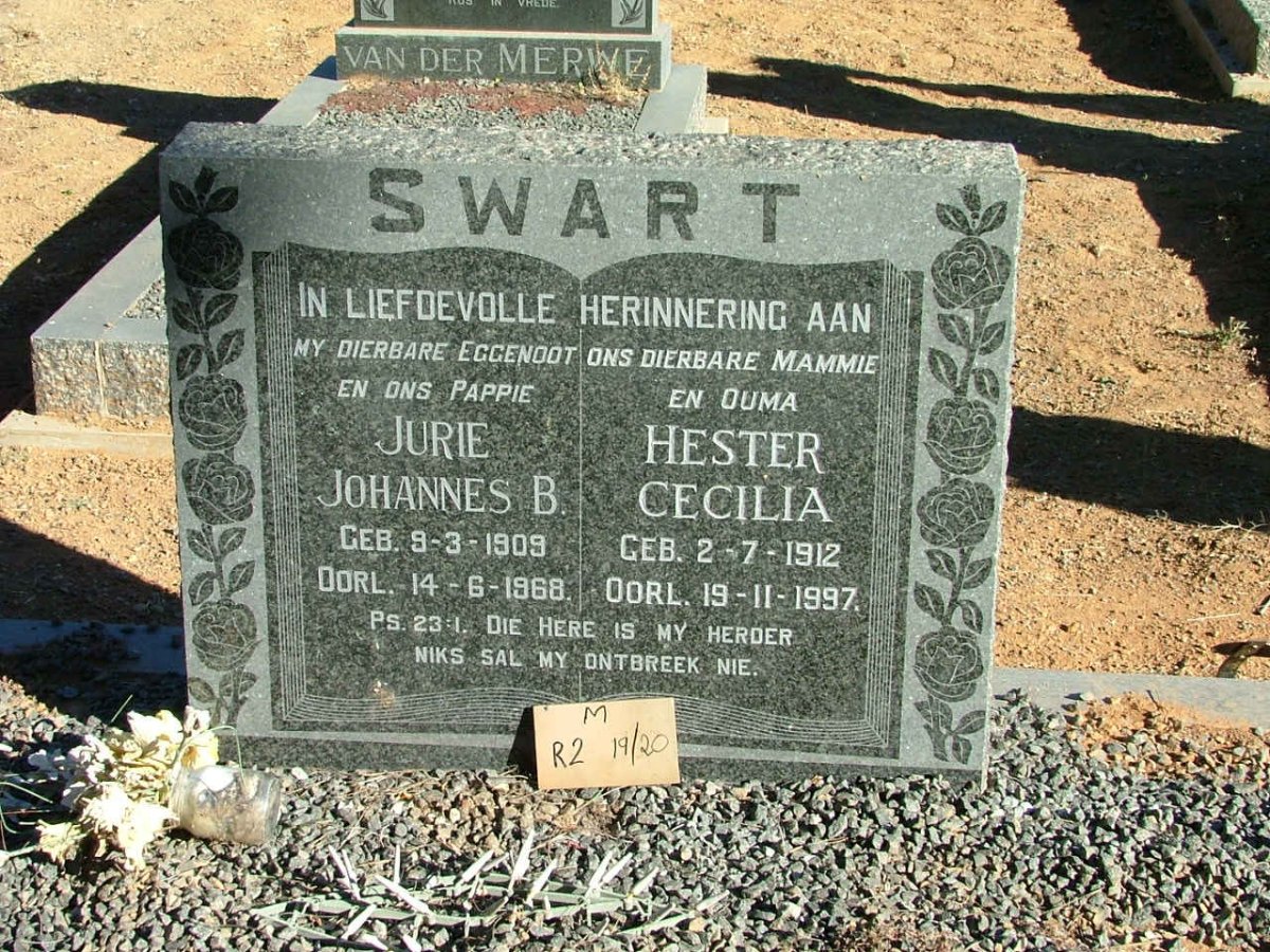 SWART Jurie Johannes B. 1909-1968 &amp; Hester Cecilia 1912-1997