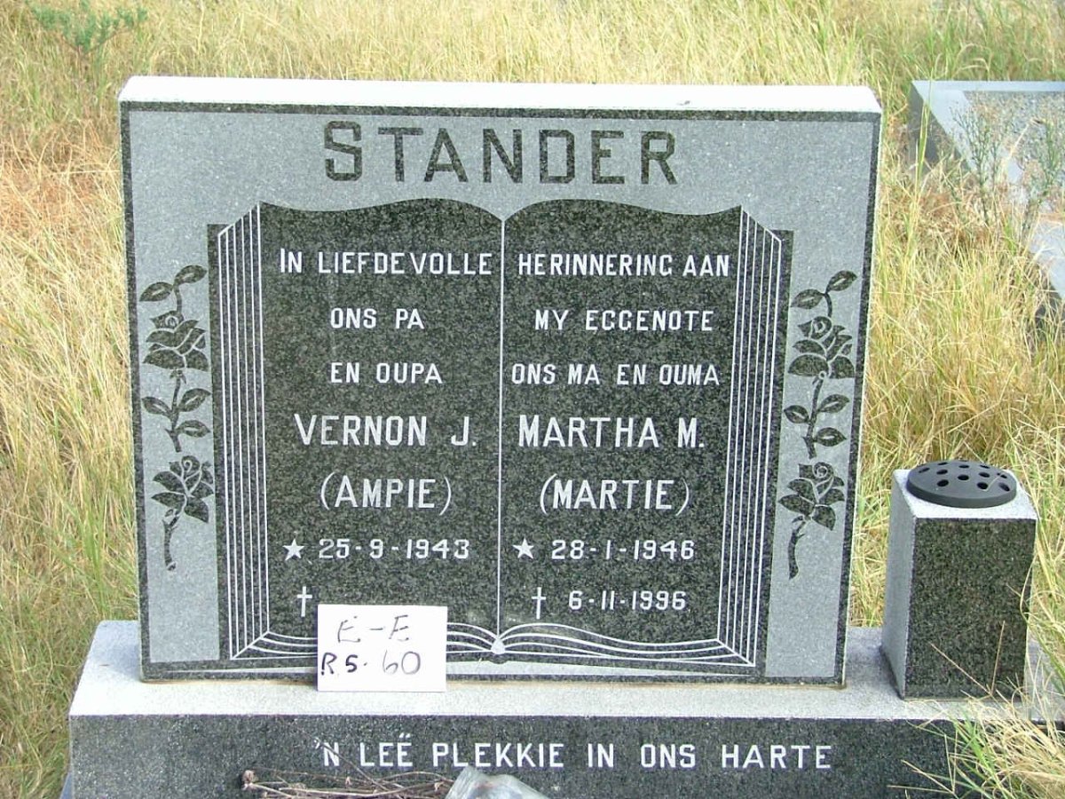 STANDER Vernon J. 1943- &amp; Martha M. 1946-1996
