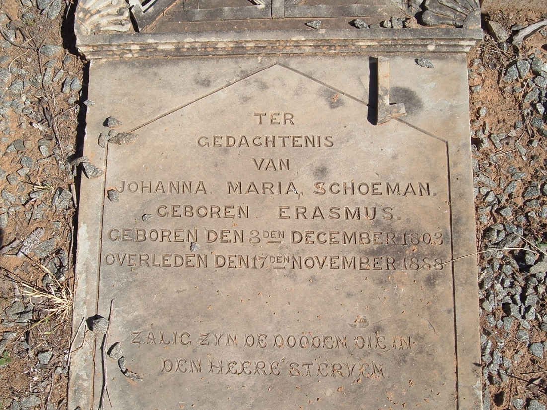 SCHOEMAN Johanna Maria nee ERASMUS 1803-1888