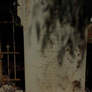 TROLLIP Joseph 1810-1885 &amp; Phoebe 1815-1889