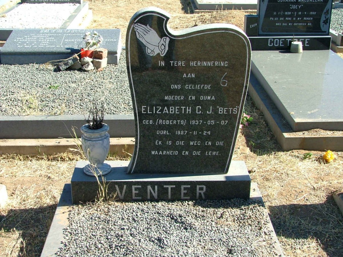 VENTER Elizabeth C.J nee ROBERTS 1937-1987