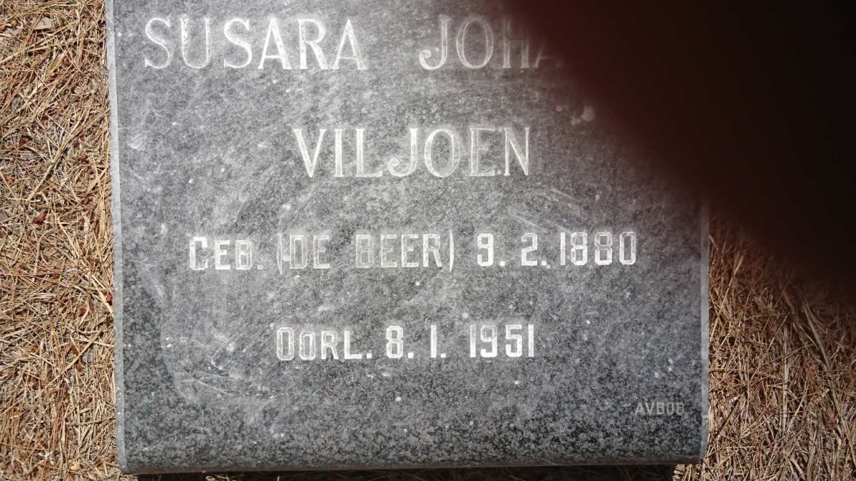 VILJOEN Andries Mattheus 1875-1942 &amp; Susara Johanna DE BEER 1880-1951